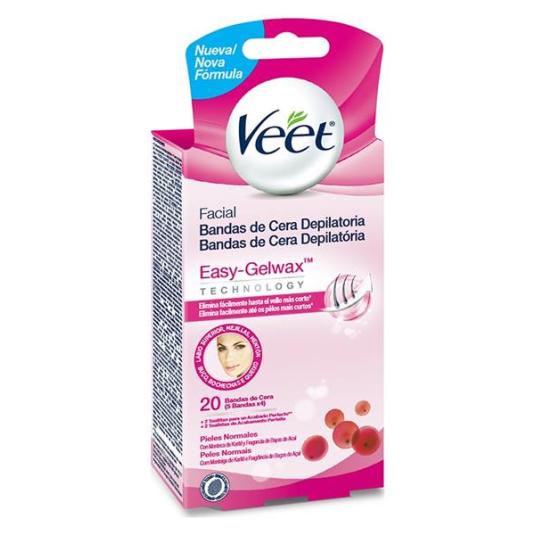 CERA DEPILATORIA BANDA FACIAL PIEL NORMAL VEET 20U