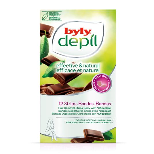 CERA DEPILATORIA BANDAS AL CHOCOLATE BYLY 12U