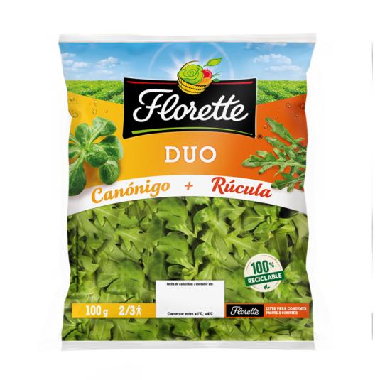 ENSALADA DÚO CANÓNIGO Y RÚCULA FLORETTE 100G