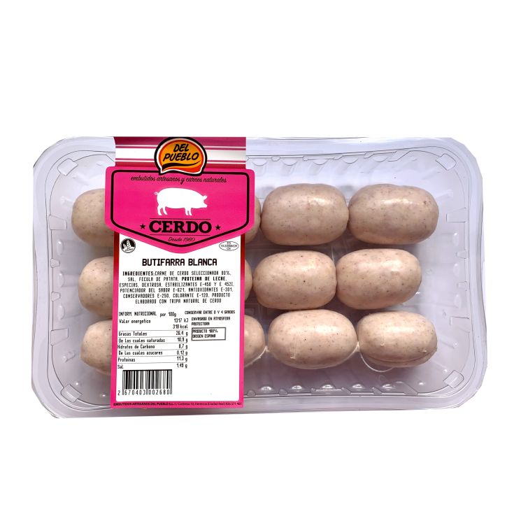BUTIFARRA BLANCA DE CERDO 500G EMB DEL PUEBLO