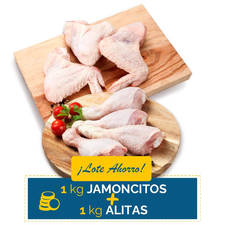 LOTE AHORRO POLLO 1KG JAMONCITOS + 1 KILO CONTRAMUSLOS