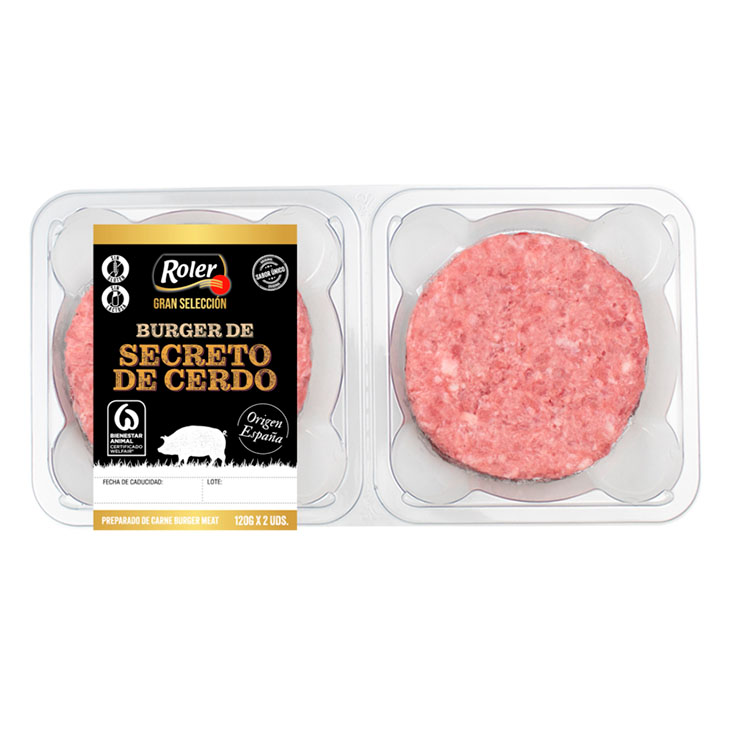 BURGUER SECRETO CERDO ROLER P2 120G/U