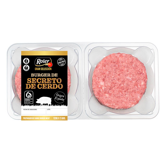 BURGUER SECRETO CERDO ROLER P2 120G/U