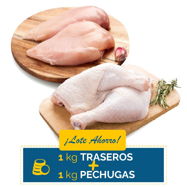 1KG PECHUGAS + 1KG TRASEROS DE POLLO Lote ahorro