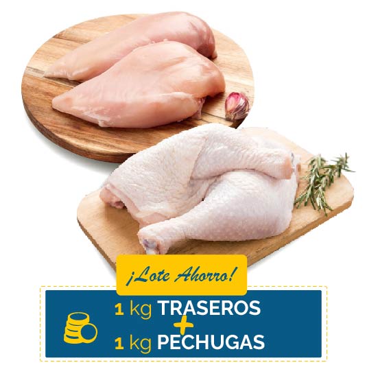 1KG PECHUGAS + 1KG TRASEROS DE POLLO Lote ahorro