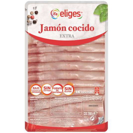 JAMÓN COCIDO EXTRA BAJ GRAS S/GLUT S/LACTO IFA ELIGES 200G