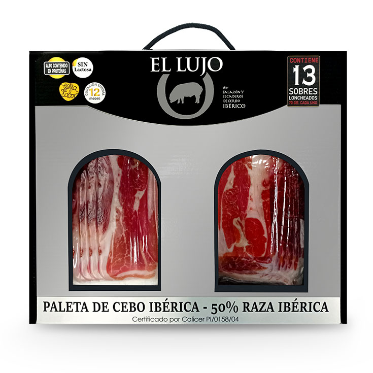 PALETA IBERICO CEBO 50% RAZA IBERICA EL LUJO MALET 13X70g