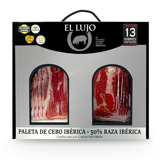 PALETA IBERICO CEBO 50% RAZA IBERICA EL LUJO MALET 13X70g