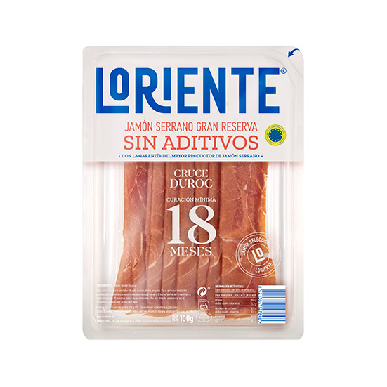 Jamon serrano sin aditivos lonchas Loriente 100g