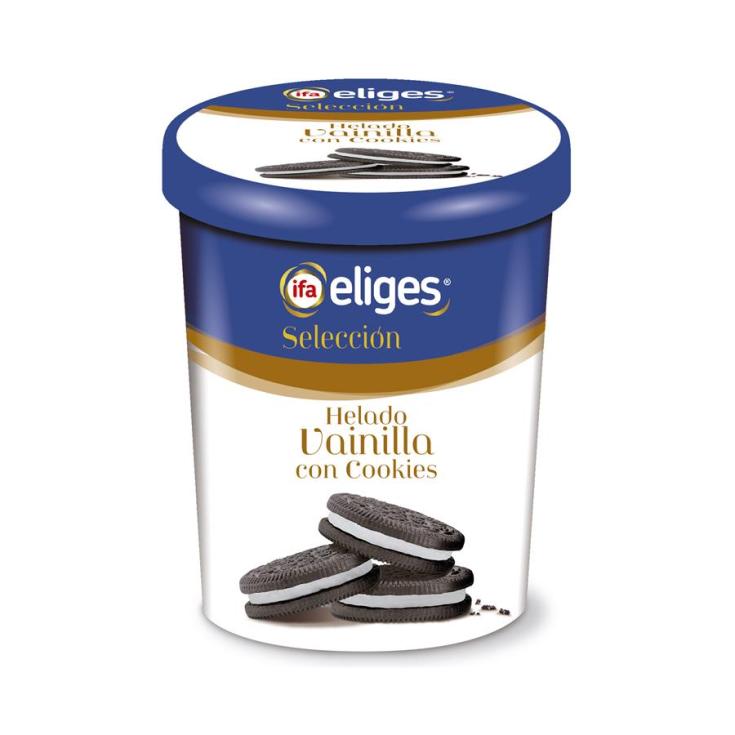 HELADO TARRINA VAINILLA C/COOKIES IFA ELIGES 500ML