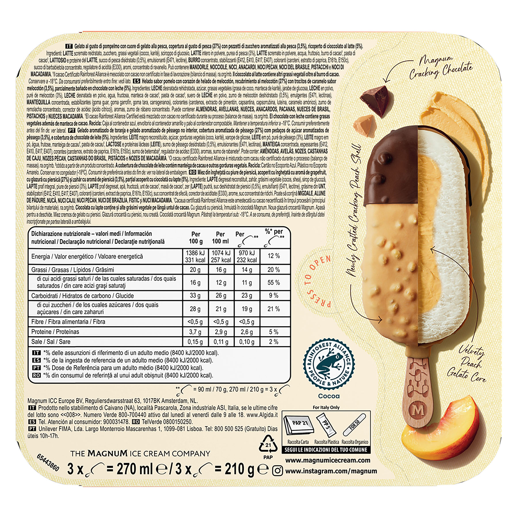 BOMBON PEACH MAGNUM P3X85ML