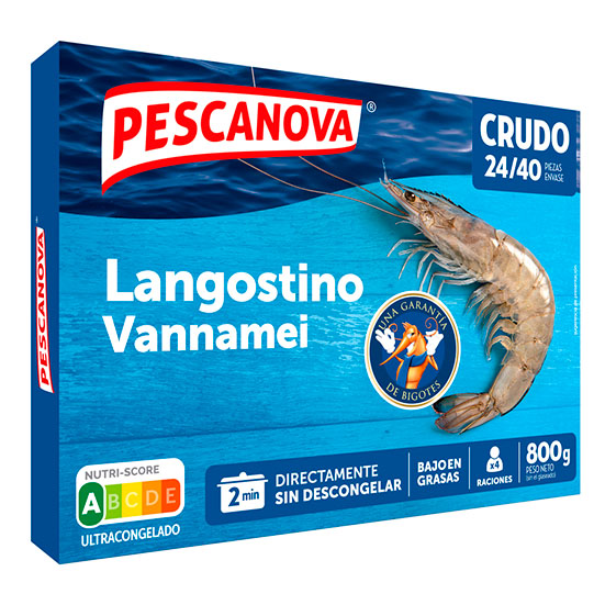 LANGOSTINO CRUDO VANNAMEI 24/40 ESTUCHE PESCANOVA 800G