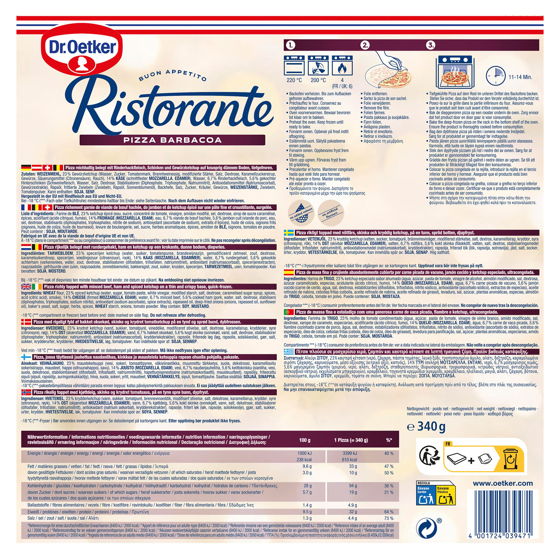 PIZZA BARBACOA RISTORANTE DR OETKER 340G