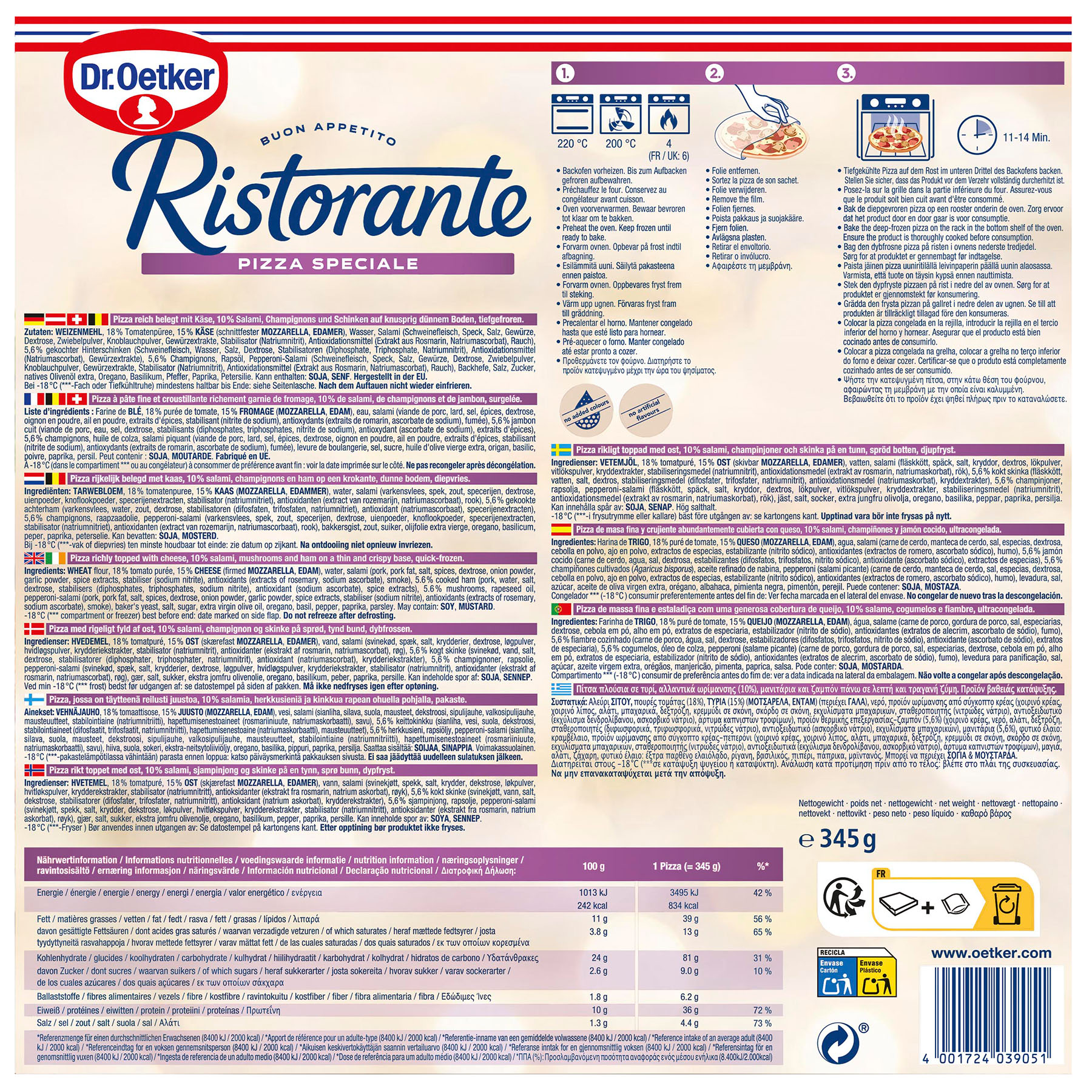 PIZZA SPECIALE RISTORANTE DR OETKER 345G