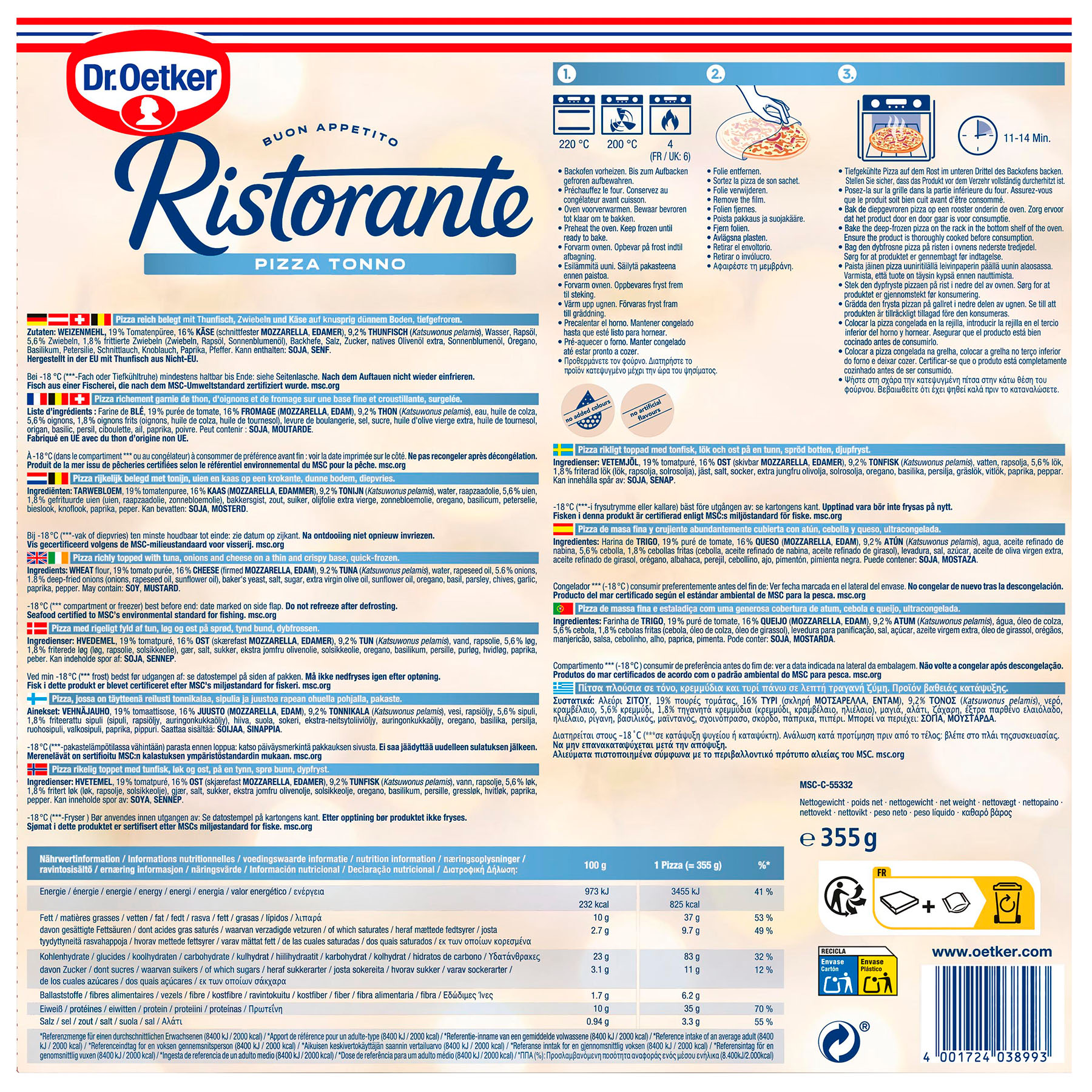PIZZA ATUN RISTORANTE DR OETKER 380G