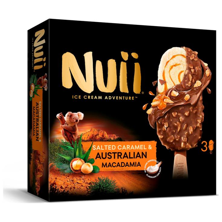 HELADO BOMBON CARAMELO/NUECES MACADAMIA NUII P3+1 90ML/U